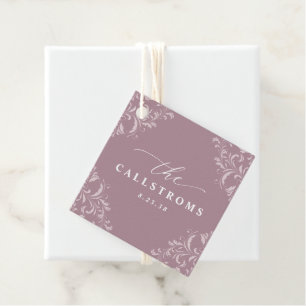Elegant Mauve Dusty Rose Wedding Classy Favour Tag
