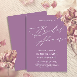 Elegant Mauve Elegant Script Modern Bridal Shower Invitation