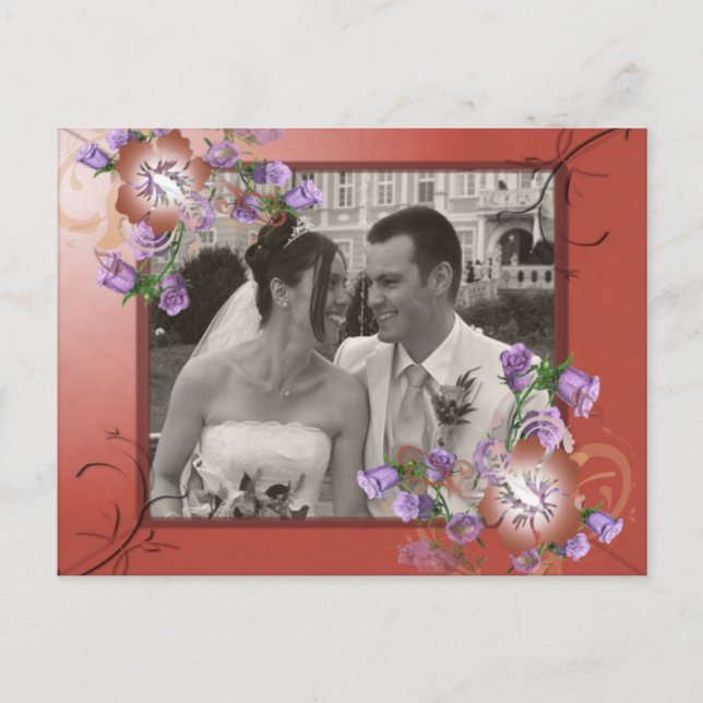 Elegant Mauve & Fancy Flowers Frame Custom Photo Postcard (Front)