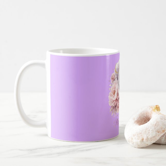 Elegant Mauve Floral Moon Mother’s Day Mug 11oz (With Donut)