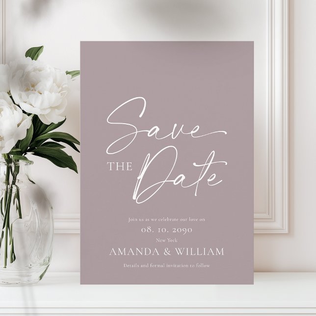 Elegant Mauve Floral Save the Date Card (Creator Uploaded)