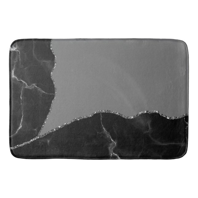 Elegant Mauve Grey Faux Glitter Marble Bath Mat (Front)