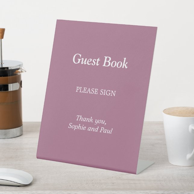 Elegant Mauve Guest Book Pedestal Sign (In SItu)