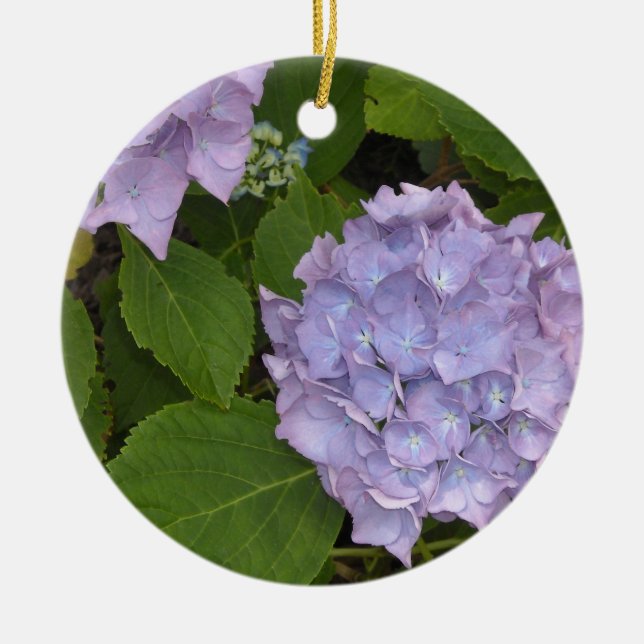 Elegant Mauve Hydrangeas Ceramic Tree Decoration (Front)