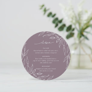 Elegant Mauve Leaf Motif Thanksgiving Dinner Round Menu