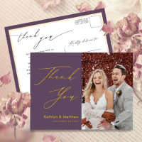 Elegant Mauve Modern Script Wedding Thank You