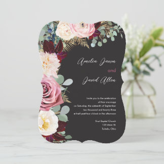Elegant Mauve & Moody Black Wedding Invitation