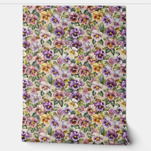 Elegant mauve pastel purple lilac yellow violets wallpaper