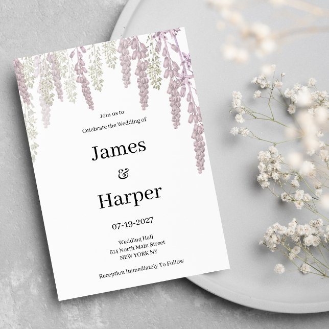 Elegant mauve pink mint green floral Wedding Invitation (Elegant mauve pink mint green floral Wedding )