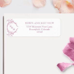 Elegant Mauve Pink Monogram Wedding Return Address