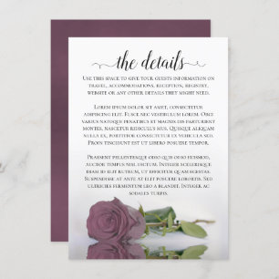 Elegant Mauve Pink Reflecting Rose Wedding Details Enclosure Card