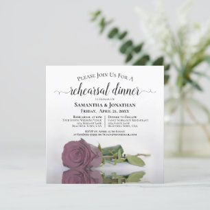 Elegant Mauve Pink Rose Wedding Rehearsal & Dinner Invitation