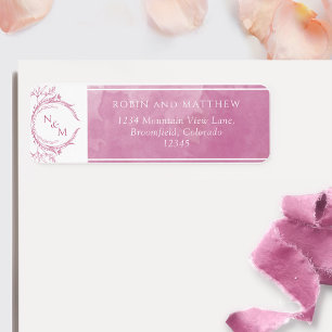 Elegant Mauve Pink Watercolor, Monogram Wedding La