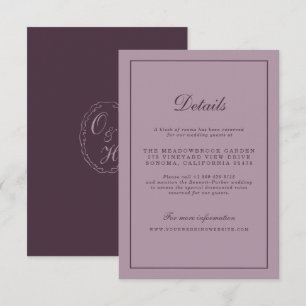 Elegant Mauve Plum Wedding Details Card