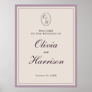 Elegant Mauve Plum Wedding Welcome Sign