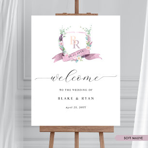 Elegant Mauve Purple Monogram Wedding Welcome Sign