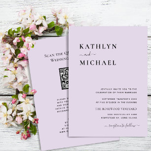 Elegant Mauve QR Code All In One Modern Wedding Invitation