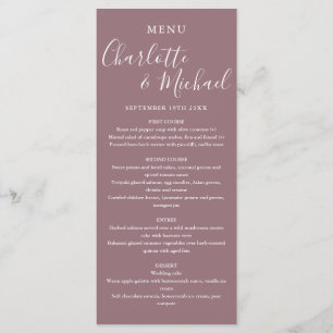 Elegant Mauve Signature Script Wedding Menu