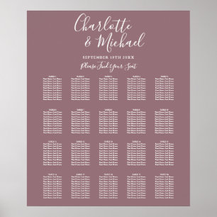 Elegant Mauve Signature Wedding Seating Chart