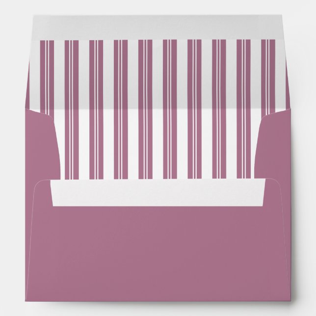 Elegant Mauve Stripes Wedding Envelope (Back (Bottom))