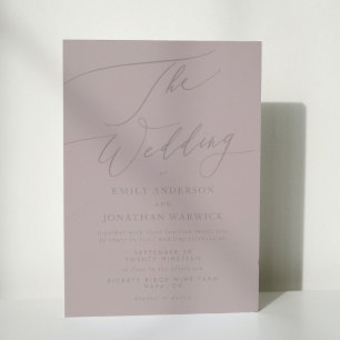 Elegant Mauve Taupe Calligraphy The Wedding Invitation
