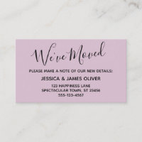 Elegant, Mauve Typography "We've Moved" Card