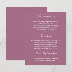 Elegant Mauve Wedding Details Card