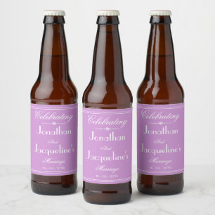 Elegant Mauve Wedding Personalised Chic Modern Beer Bottle Label