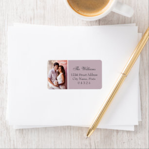 Elegant Mauve Wedding Photo Return Address Label
