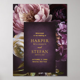 Elegant Maximalist Floral Wedding Welcome Sign