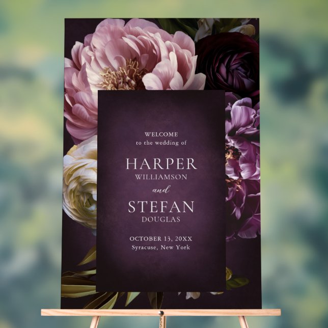 Elegant Maximalist Floral Wedding Welcome Sign (Neutral)
