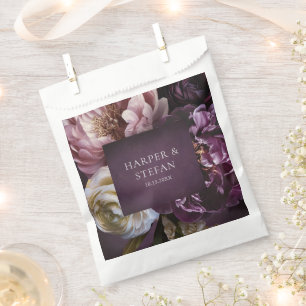 Elegant Maximalist Purple Floral Wedding Favour Bags
