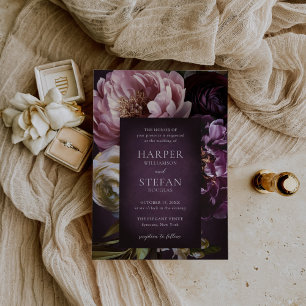 Elegant Maximalist Purple Floral Wedding Invitation