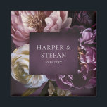Elegant Maximalist Purple Floral Wedding Magnet<br><div class="desc">This design is part of a dark and moody maximalist floral wedding invitation suite, featuring lush, oversized botanical blooms with a deep jewel tone purple palette. The luxurious fine art floral aspect is paired with elegant typography for a timeless and romantic aesthetic. Ideal for fall, winter, or evening weddings, this...</div>