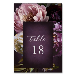 Elegant Maximalist Purple Floral Wedding Table Number