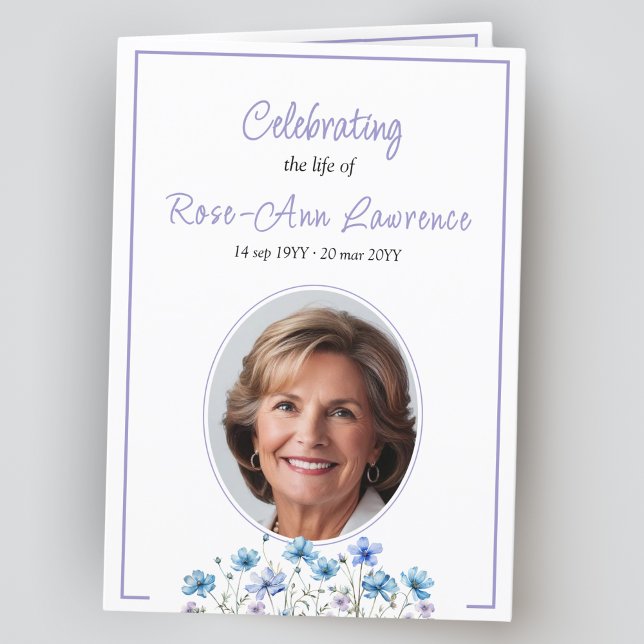 Elegant Meadow flowers funeral folded Programme (Creator Uploaded)