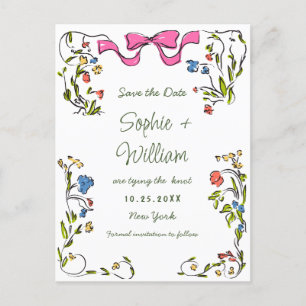 Elegant Meadow Wildflowers Wedding Save the Date Postcard