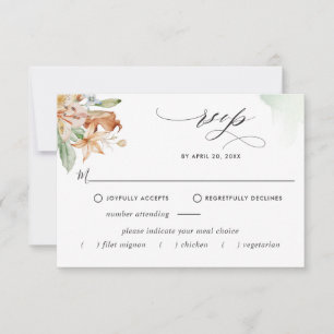 Elegant Meal Options Earthy Blooms Green Wedding R RSVP Card