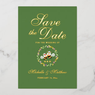Elegant Meant To Bee Couple Wedding Save The Date