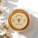 Elegant Meant to Bee Honey Wedding Favour Kraft Classic Round Sticker<br><div class="desc">Custom-designed honey wedding favour sticker featuring classic and elegant "Meant to Bee" design on rustic kraft background. Personalise with bride and grooms' initials/ monogram and wedding date. Perfect on wedding envelopes,  favour bags,  honey jars,  and more!</div>