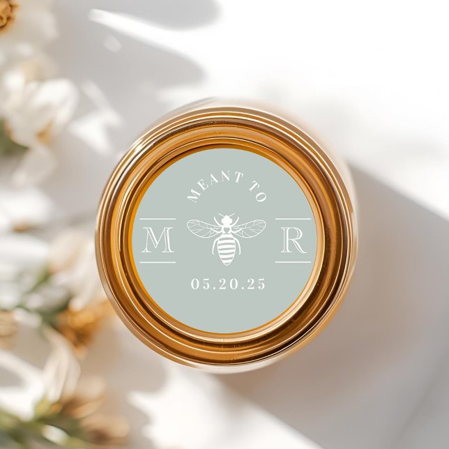 Elegant Meant to Bee Honey Wedding Favour Sage Classic Round Sticker (Creator Uploaded)
