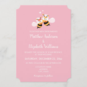 Elegant Meant To Bee Pink Wedding Invitation