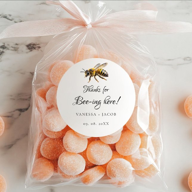 Elegant Meant to Bee Wedding Favour  Classic Round Sticker (Creator Uploaded)