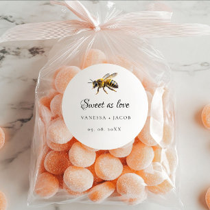 Elegant Meant to Bee Wedding Favour  Classic Round Sticker
