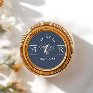 Elegant Meant to Bee Wedding Favour Navy Blue Classic Round Sticker