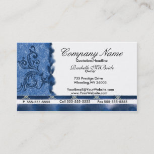 Elegant Med Blue Embroidery Business Cards