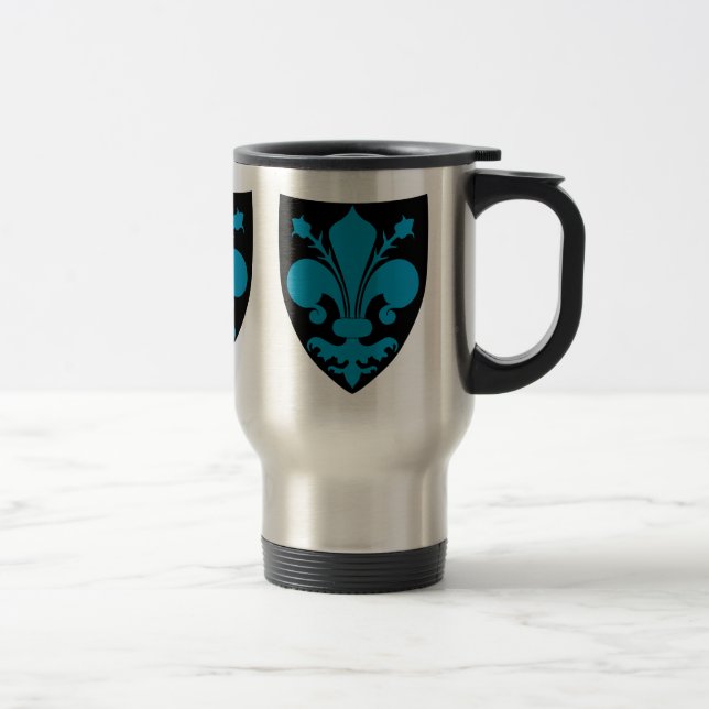 Elegant mediaeval Fleur De Lis in blue Travel Mug (Right)
