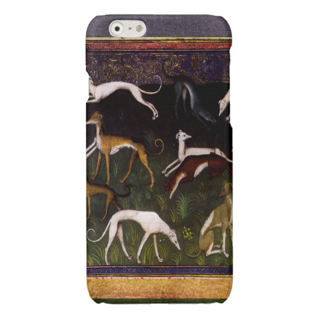Elegant Mediaeval Greyhounds in the Deep Forest iPhone Case (Back)