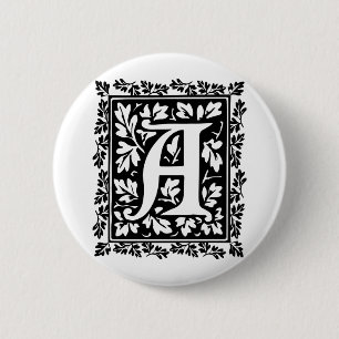 Elegant Mediaeval Illuminated Manuscript Letter A 6 Cm Round Badge
