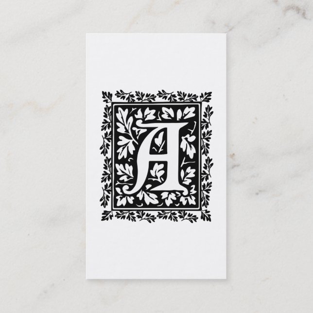 Elegant Mediaeval Illuminated Manuscript Letter A Business Card (Back)